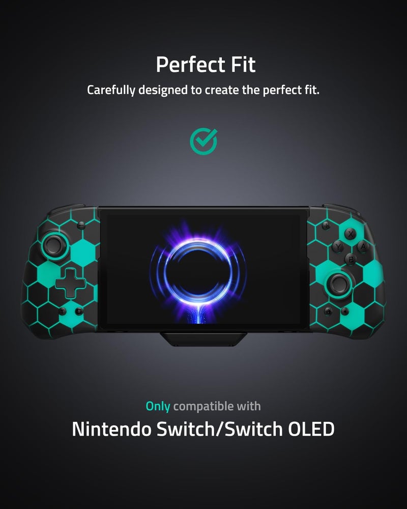 FUNLAB Switch Handheld Controller for Nintendo Joycon Replacement, Hall Effect Luminous Switch Joypad Controller Customizable, Ergonomic Switch One-Piece Joypad Controllers with 7 LED Colors - Image 3